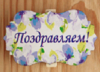 Шильд на прищепке "Поздравляем!" (6,5*3,5см) Картон, УФ печать, 1 шт.