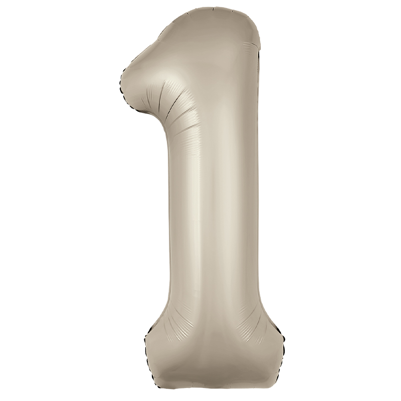 Шар (40"/102см) Цифра "1" Мистик крем Slim в упаковке, 1 шт.