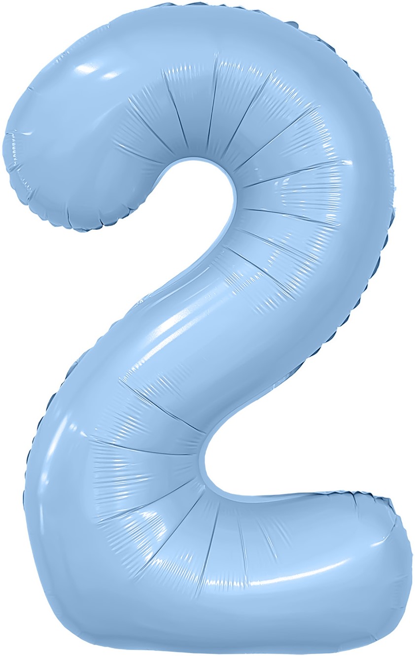 Шар (40''/102см) Цифра, 2 Slim, Небесный, 1 шт. в уп.