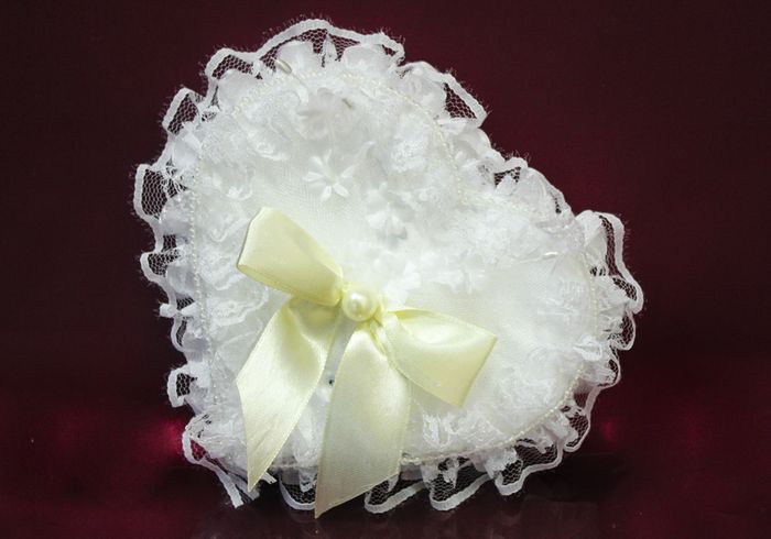 Подушечка под кольца "Торжественный день" (14х13см), Шампань, 1 шт.