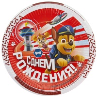 Тарелки (9''/23 см) Щенячий патруль, С днем рождения! Красный, 6 шт.