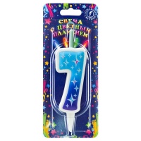 Свеча тортовая цифра "Цветное пламя" 7, 1 шт.