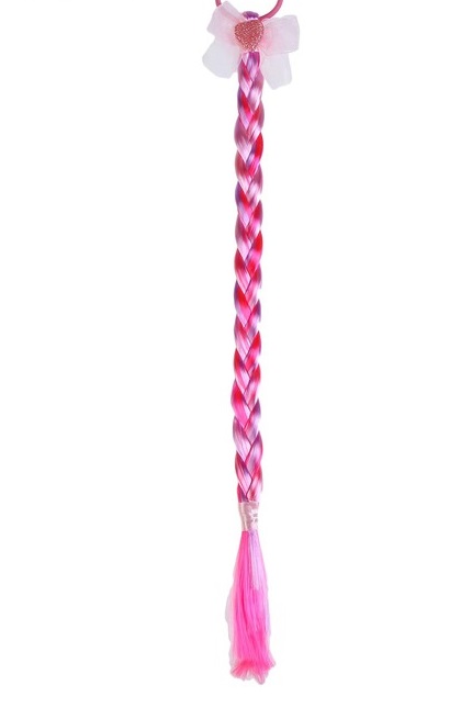 Коса на резинке, 42 см, розовый, 1 шт.