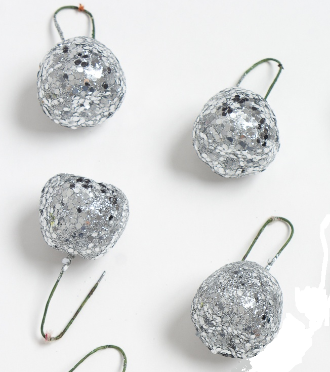 Муляж декоративный, Яблочко с блестками, серебряный, 1 шт.