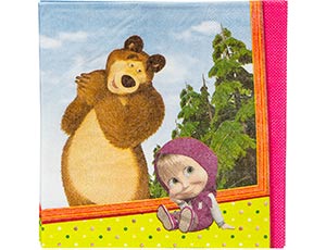 Салфетки бумажные (33см), Маша и Медведь, 12 шт.