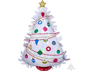 Шар (26"/66см) Фигура, Елка нарядная переливы, белый, 1шт. Шар (26"/66см) Фигура, Елка нарядная переливы, белый, 1шт.