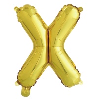 Шар с клапаном (16''/41см) Буква, Х, Золото, 1 шт.