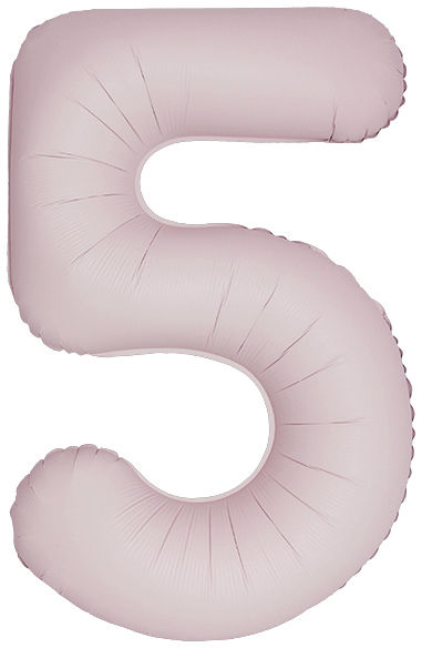 Шар (40''/102см) Цифра, "5" Slim, Пыльная роза, Сатин, 1 шт. в уп.