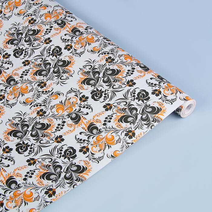 Бумага крафт (0,5*10м), Хохлома чёрная, 1 шт.