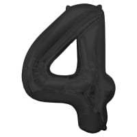 Шар (16"/41см) Цифра, "4" цвет черный, 1шт.