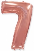 Шар (40''/102см) Цифра, "7", Розовое Золото, в упаковке, 1 шт.