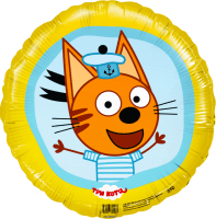 Шар (18''/46см) Круг, Три Кота, Коржик, Желтый, 1 шт.