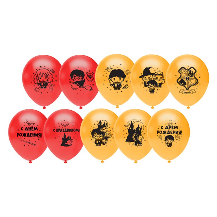 Шар (12"/30см) Гарри Поттер. Чиби, Ассорти, пастель, 5 шт.