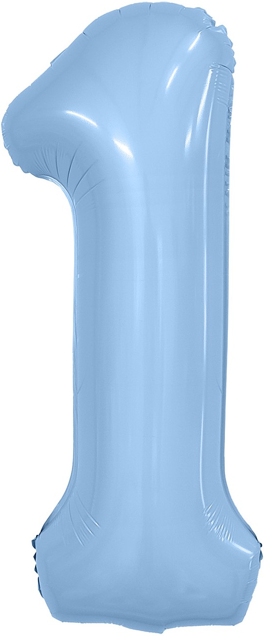 Шар (40''/102см) Цифра, 1 Slim, Небесный, 1 шт. в уп.