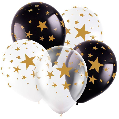 Шар (12"/30см) Звезды, Ассорти, Пастель-Кристал, 5 ст., 50 шт.