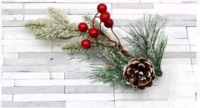 Декоративная ветка (35 см), Шишка и ягодки, Микс, 1 шт.