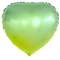 Шар (18''/46 см) Сердце, Зеленый, Градиент, 1 шт.