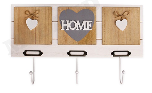 Вешалка для ключей/одежды "Дом, где всегда ждут", 3 крючка, 1 шт.