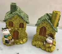 Статуэтка копилка (8*10,5см), Корова в домике, 1 шт.