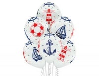 Шар (14"/35см) Морская, белый, пастель, 5шт.