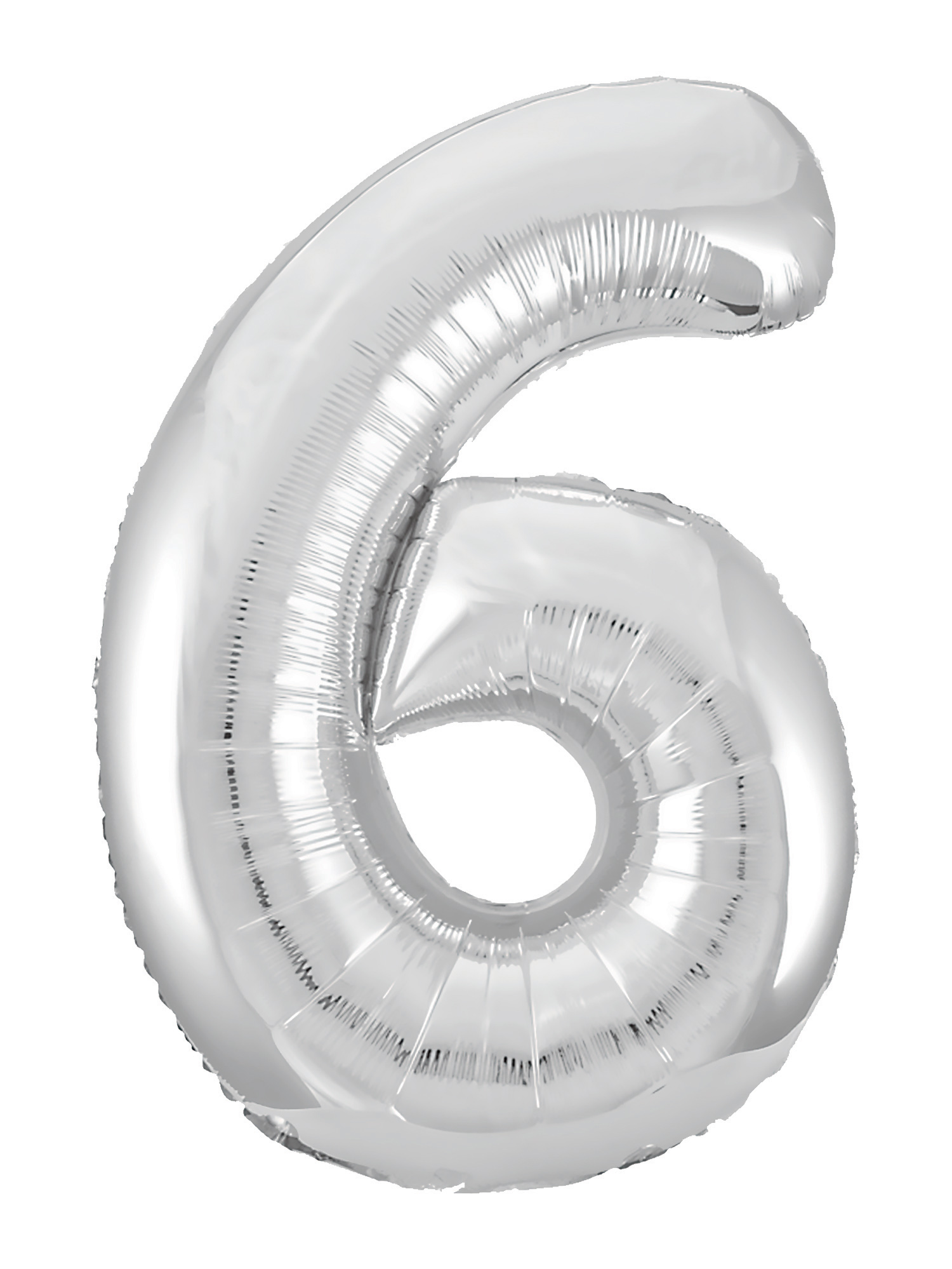 Шар (40"/102см) Цифра "6" Серебро Slim в упаковке, 1 шт.