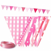 1 Гирлянда-флажки (300см), Ассорти дизайнов, Розовый, 1 шт.