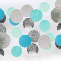 Гирлянда (200см), "Круги Микс", Серебряный/мятный/голубой, 1 шт. 