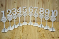 Номера на столы на подставке, высокие (8,8*8,8*27) МДФ 3мм, окрашен., Белый, Набор 10 шт