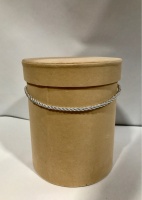 Коробка-цилиндр (14*18см), бархатная, бежевая, 1 шт.