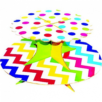 Стойка для кексов, Горошек-Шеврон, 2 яруса, 1 шт.