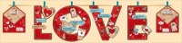Гирлянда с прищепками, LOVE, 1 шт.