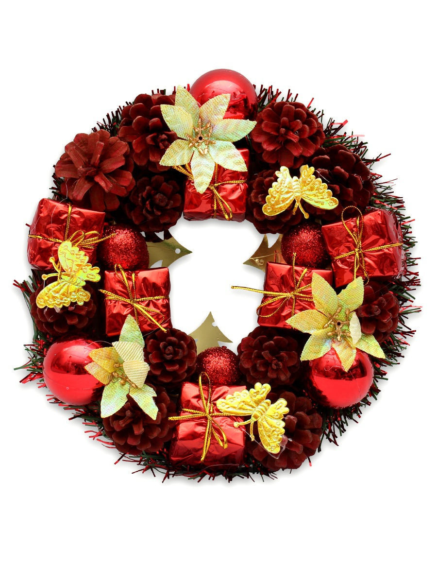 Новогодний венок (22см), "Праздник на пороге", 1 шт.