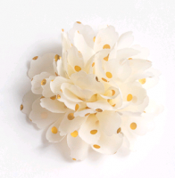 Цветочек шифоновый в горошек (9 см), кремовый №10, 1 шт.