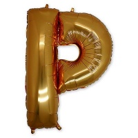 Шар (40"/102см) Буква, "Р", золото, 1шт.