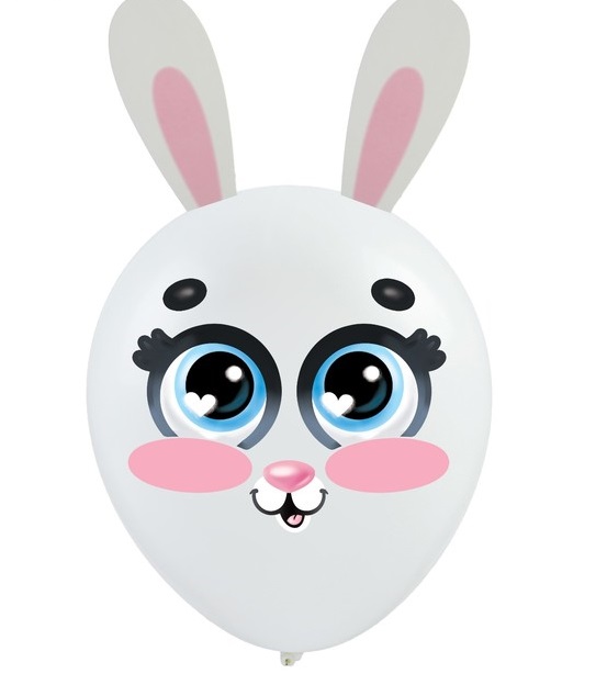 Шар (12"/30см) с наклейками "Зайка", 1шт.