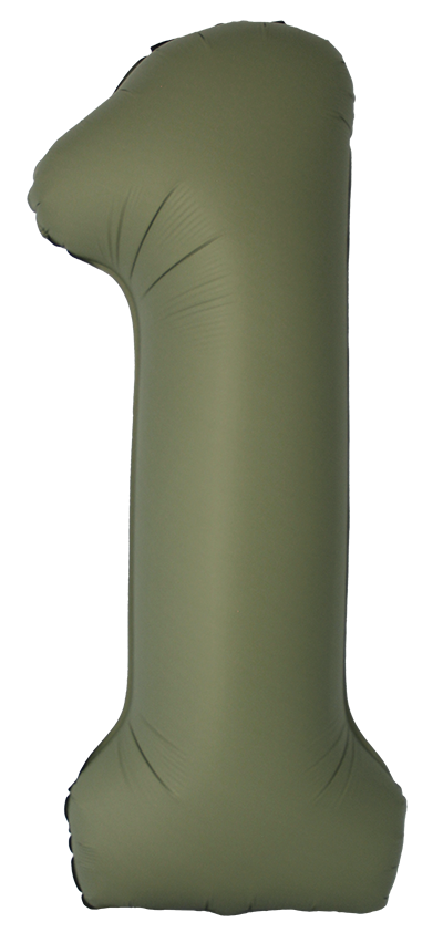 Шар (40''/102см) Цифра, 1 Slim, Оливковый, Матовый, 1 шт. в уп.