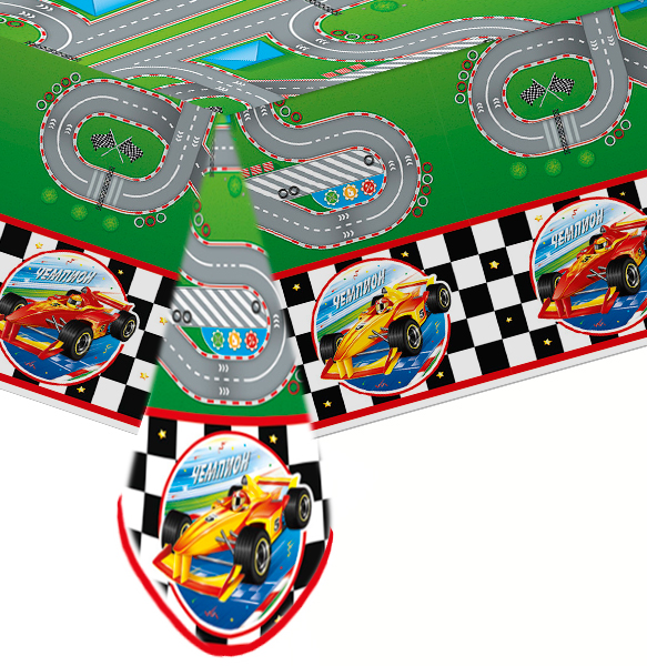 Скатерть полиэтиленовая (180*108см), Тачки, Чемпион, 1 шт. 