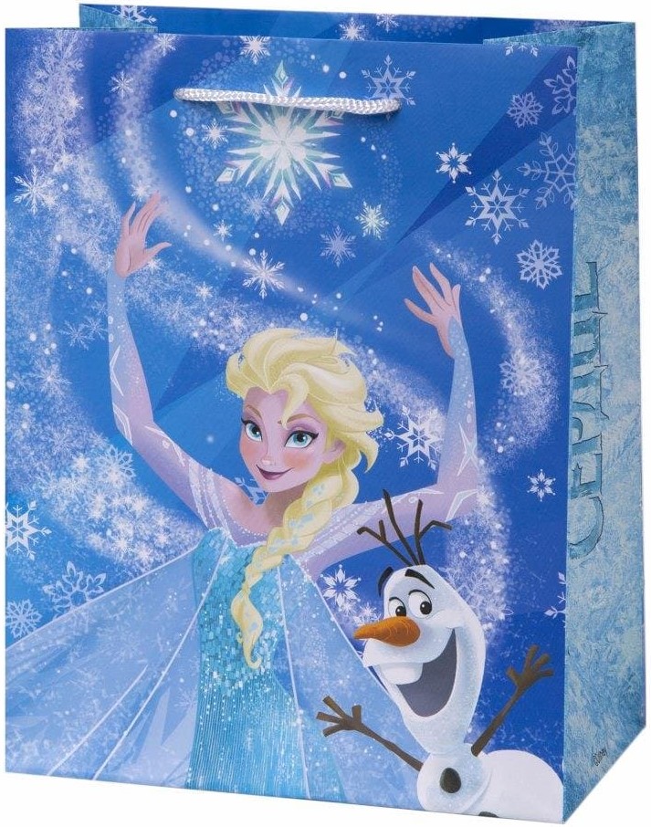 Пакет подарочный (23*18*10см), Холодное сердце, Эльза и Олаф, Голубой, 1 шт.