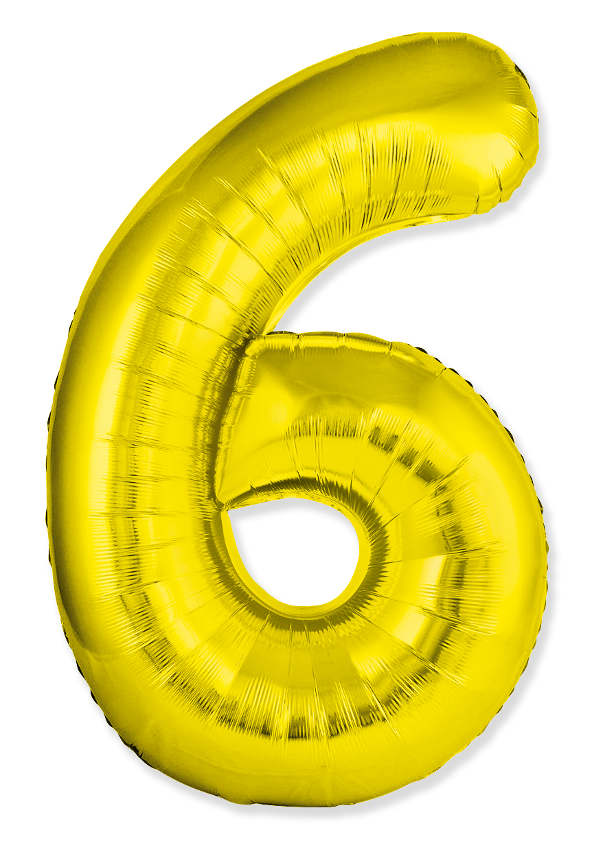 Шар (40"/102см) Цифра "6/9" Золото Slim в упаковке, 1 шт.