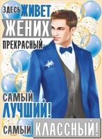 Плакат "Здесь живет жених прекрасный...", 1 шт.