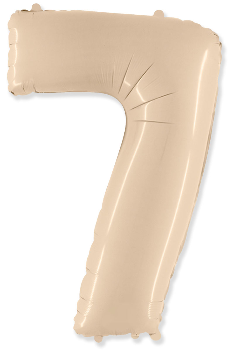 Шар (40''/102см) Цифра, "7", Кремовый, в упаковке, 1 шт.