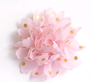 Цветочек шифоновый в горошек (9 см), светло-розовый №8, 1 шт.