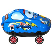 1 Шар (24''/61 см) Ходячая Фигура, Гоночная тачка, Синий, 1 шт.