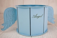 Подарочная упаковка (17*32*13) Ангел, круглая, МДФ 3мм, окрашен., оформл., Голубая, 1 шт.