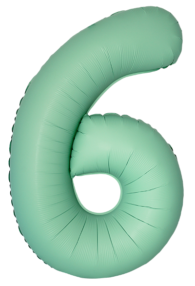 Шар (40''/102 см) Цифра, 6/9 Slim, Мятный, Матовый, 1 шт. в уп.