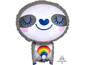Шар (16"/41 см) Фигура, Ленивец и радуга, 1 шт.