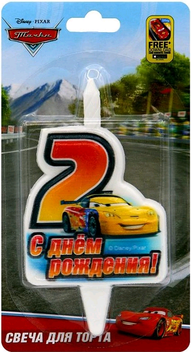 Свеча Цифра, 2 Тачки, 12 см, 1 шт.