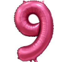 Шар (34''/86 см) Цифра, "9", Бордовый, Сатин, в упаковке, 1 шт.