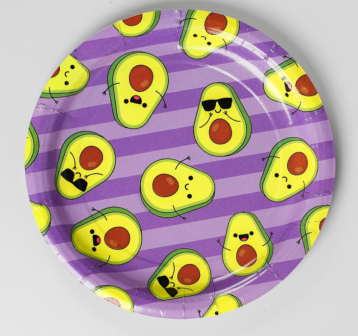 Тарелка бумажная (18см), Авокадо, Сиреневая, 10 шт.