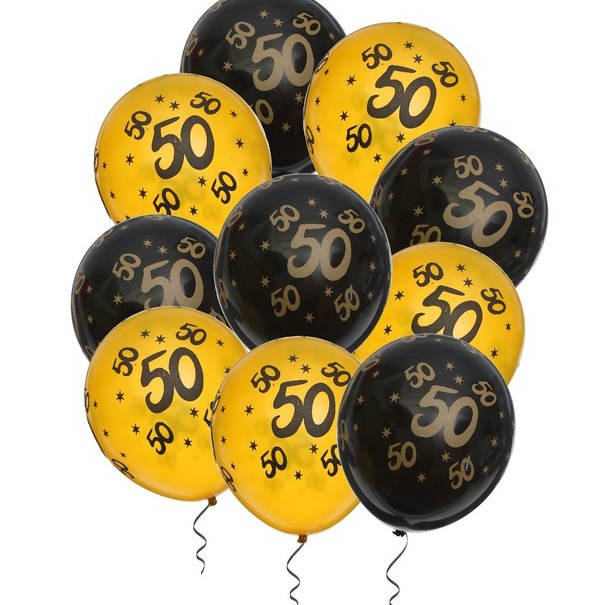 Шар (12"/30см) Цифра "50", 10 шт.